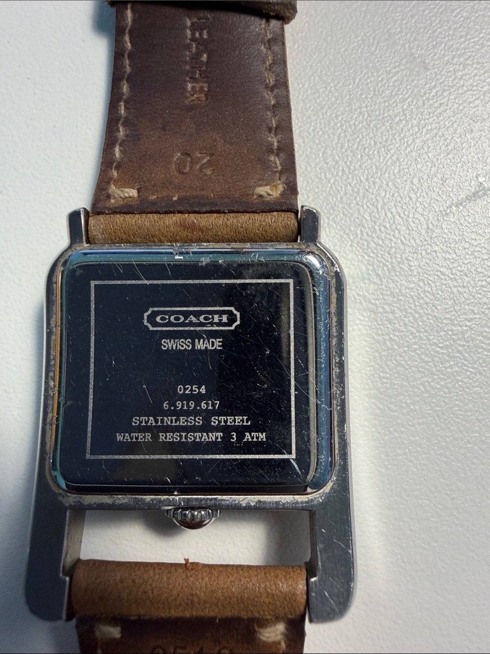 Coach Brown Leather Strap Silver Square Dial Women's Watch - Picture 3 of 7